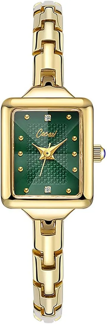 Luxury Waterproof Dress Wristwatch Rectangular Case Elegant Analog Watch with Stainless Steel Band, Adjustment Tool Included progressively measure embolism portray FANMIS Small Golden Watches for Women Updated Vintage Bracelet 