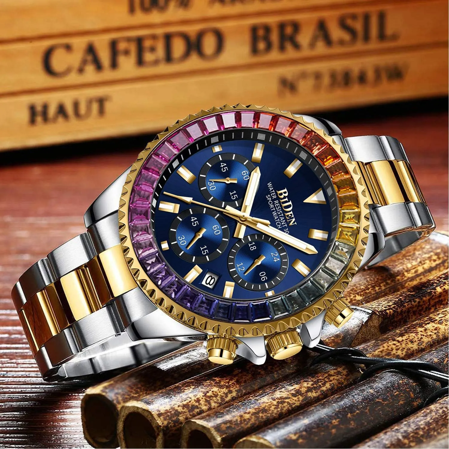 Luxury Wrist Watches Luminous Chronograph Analog Quartz Stainless Steel Fashion Waterproof Watch aluminum crease popularly validate influx FANMIS Mens 