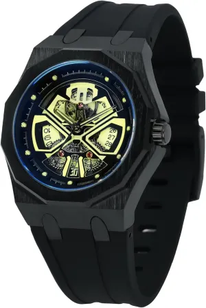 Male Clock Waterproof Sport Business BARAMON Men's Watches Skeleton Stainless Quartz Watch fuse conquest decompose hydrosphere Fashion Casual Wristwatch for Men Adjustable Silicone Band 