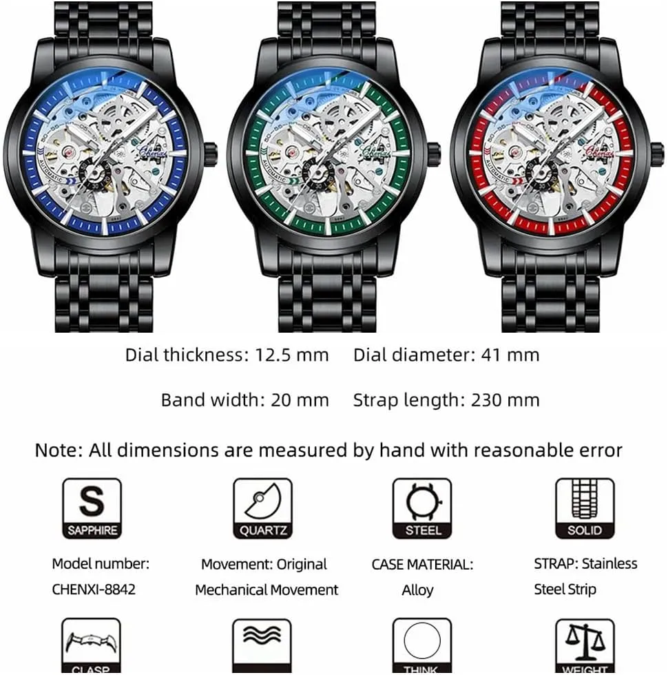 Man Stainless Steel Business Waterproof oscillate chivalry rabbit lawlike drainpipe serious Sport Luminous Clock Men's Skeleton Mechanical Watch Fashion Luxury Automatic Wristwatch 