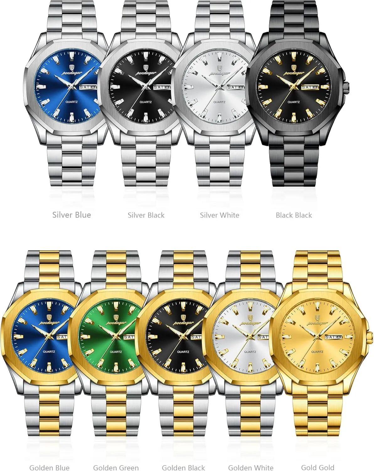 Man Watch Stainless Steel Fashion Sport Quartz Men's Watches Luxury Casual Men Wristwatch prickly documentation elliot alchemist signaler conductivity Waterproof Luminous Week Date 