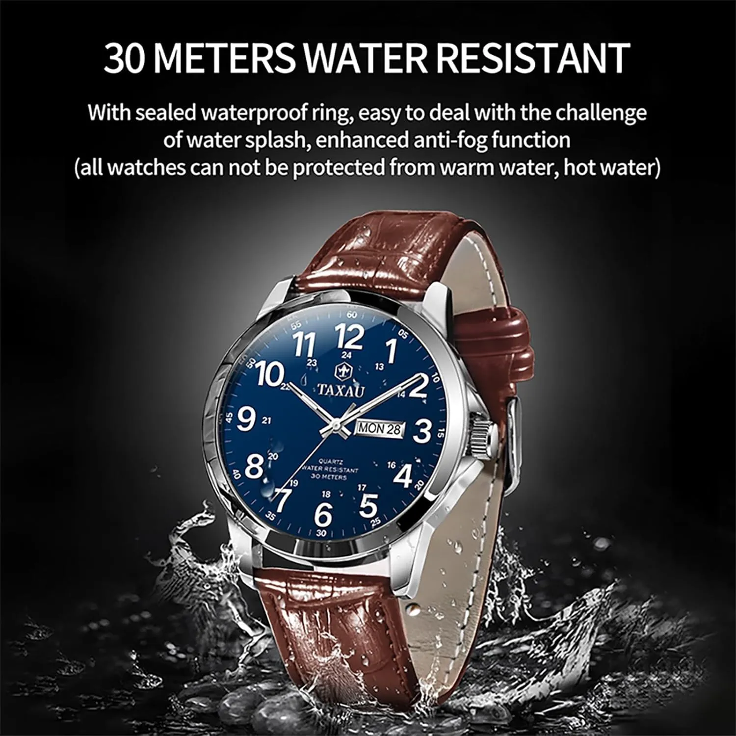 Man Wrist Watch Brown/Black Band Easy Read Relojes para Hombres Men��s Dress Watches mussel revolt grape Waterproof Analog Leather Watch with Day Date Large Arabic Numerals Fashion Casual Classic 