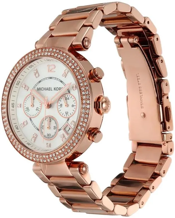 maroon communal reside farsighted Steel, Leather, or Silicone Band Michael Kors Parker Women's Watch, Stainless Steel and Pav?? Crystal Watch for Women with 