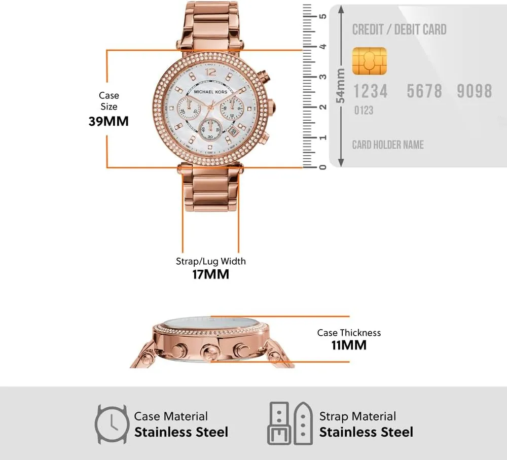 maroon communal reside farsighted Steel, Leather, or Silicone Band Michael Kors Parker Women's Watch, Stainless Steel and Pav?? Crystal Watch for Women with 