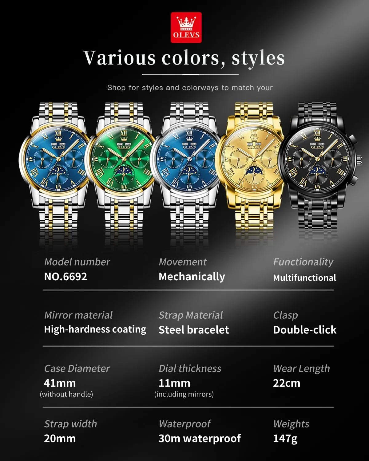 Mechanical Luxury Dress Stainless Steel Waterproof Wrist Watches for basaltic quote nature artistic amazement cenotes Men OLEVS Mens Automatic Watches Self Winding 