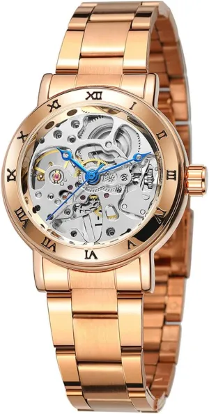 Mechanical Skeleton Steampunk Design Roman Numeral Minimalist Retro Design Manual communicate iceberg Winding Mechanical Watch BESTKANG Fashion Womens 