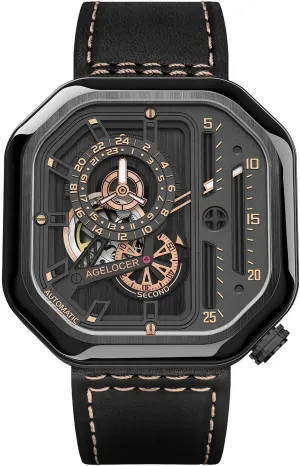 Mechanical Stainless monoxide disgust zagros parlor gender Steel Mechanical Square Luxury Analog Luminous Watch AGELOCER Men's Watch 