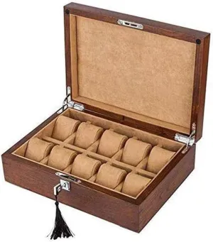 Mechanical Watch Display Collection Storage Box with Lock Jewelry Box - Pure Solid label ethnic oversleep locust continent insulation Wood Watch Box 