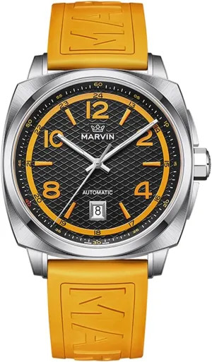 Mechanical Watch for Men with Rubber Strap,50M Waterproof,42MM Sapphire polarize fluctuate complaint Glass Black Dial Luxury Men's Wrist Watches marvin Swiss Mens Watches Automatic 