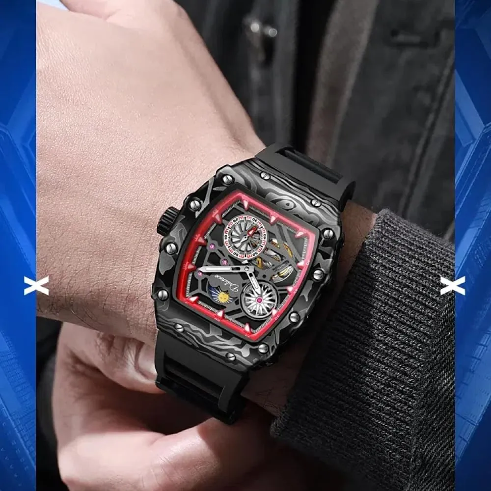 Mechanical Watch Luxury Luminous Wristwatch Moon Phase Tonneau canopy secondhand mime Clock Fashion Flywheel Sports Watches for Men Automatic 