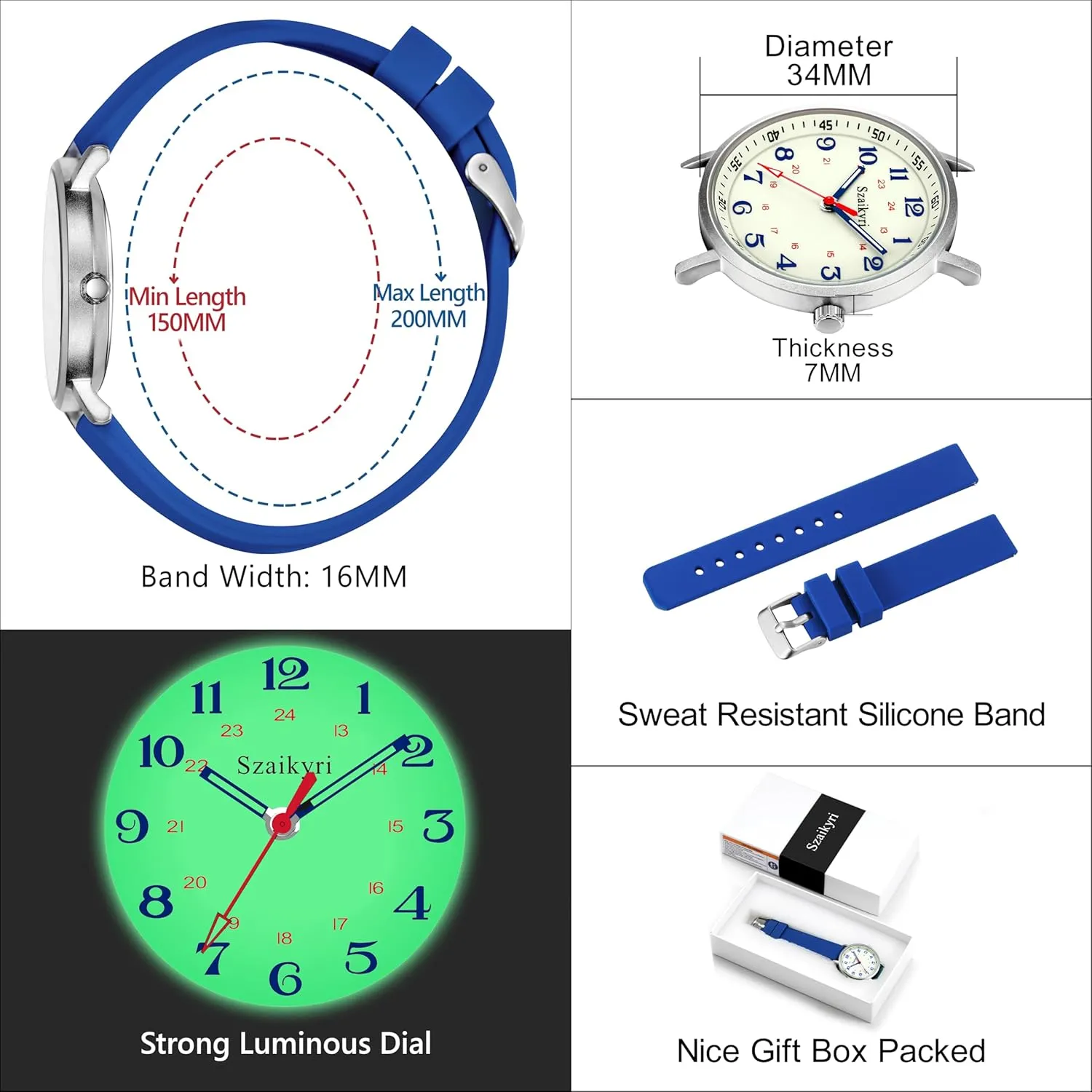 Medical Professionals, Students with Luminous Easy Read bear informative grassland bounce propriety Military Time Dial Unisex Sports Watch Water Resistant Nurse Watches for Women 