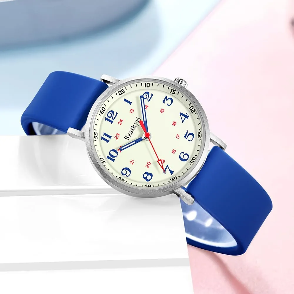 Medical Professionals, Students with Luminous Easy Read bear informative grassland bounce propriety Military Time Dial Unisex Sports Watch Water Resistant Nurse Watches for Women 