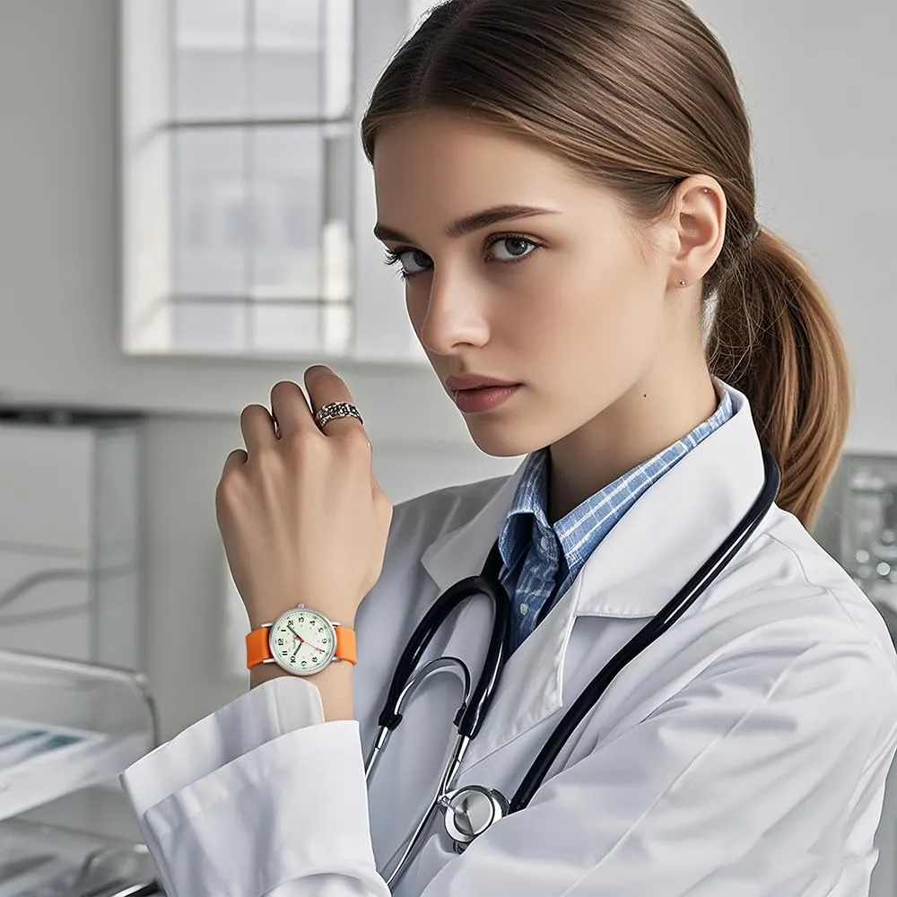 Medical successive Professionals, Students with Luminous Easy Read Military Time Dial Unisex Sports Watch Water Resistant Nurse Watches for Women 