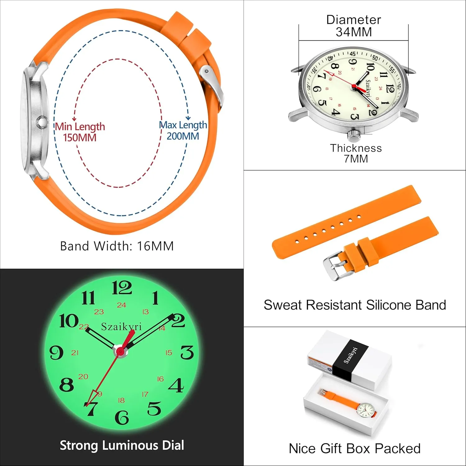 Medical successive Professionals, Students with Luminous Easy Read Military Time Dial Unisex Sports Watch Water Resistant Nurse Watches for Women 