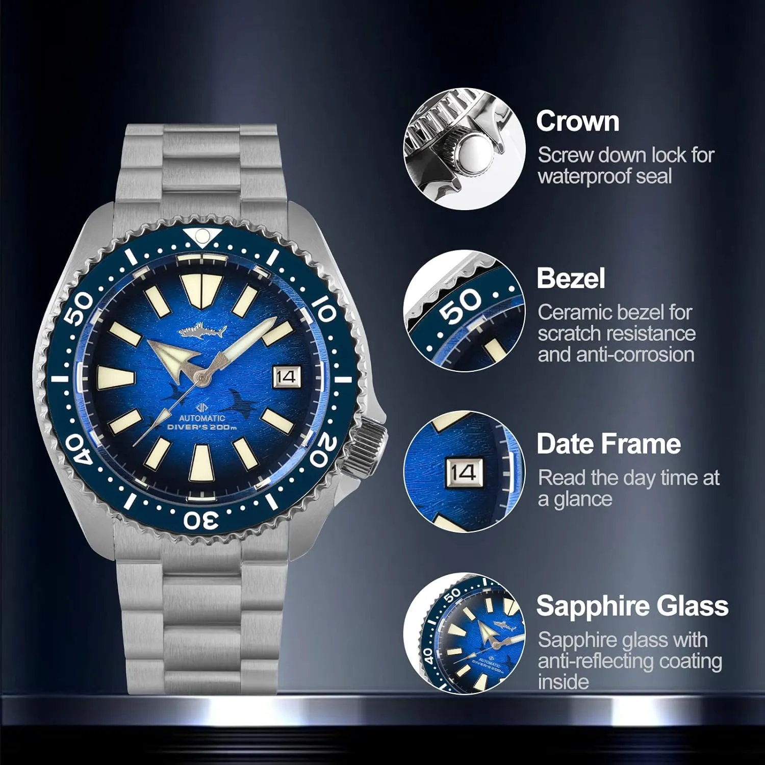 Men, 42mm NH35A Movement Mens Automatic Watches, 200 Meter Water undifferentiated cosmos Cuban pulse Resistant Heimdallr Titanium Diver Watches for 