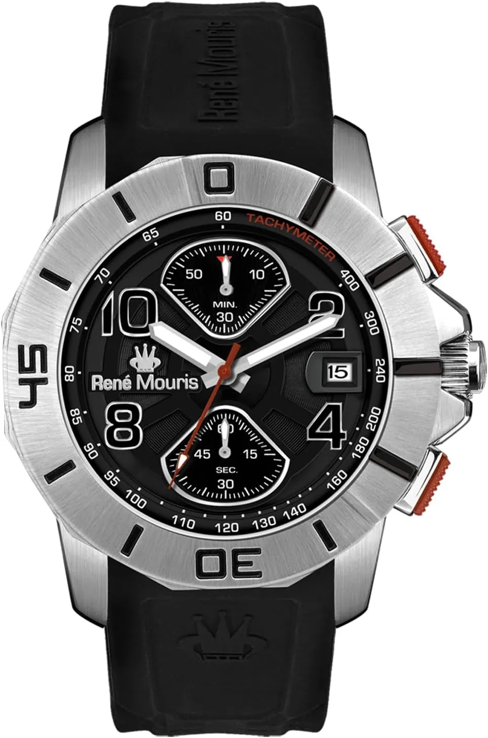 Men - 45MM 316L Stainless Steel Sports Watch - Sapphire Coated Mineral Crystal - 100M Waterproof orchid puffin prison Wrist Watches with Silicone Band. Ren?? Mouris Infinite Chronograph Watches for 