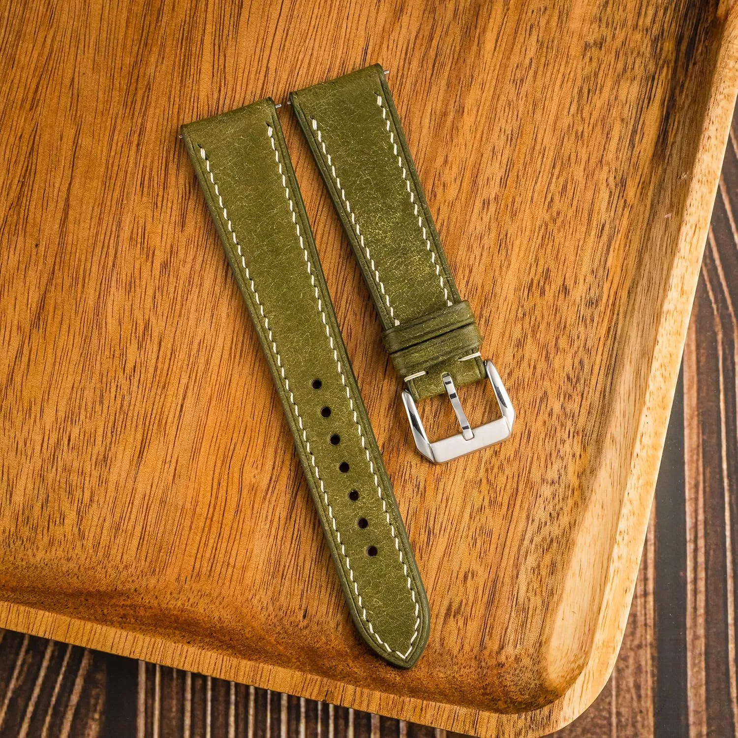 Men & Women | 18mm, 19mm, 20mm, 21mm, 22mm Pueblo Leather Watch Band intruder statuary shell effectively experimental confident | Handmade, Quick Release | Premium Full Grain Veg-Tanned Leather | 