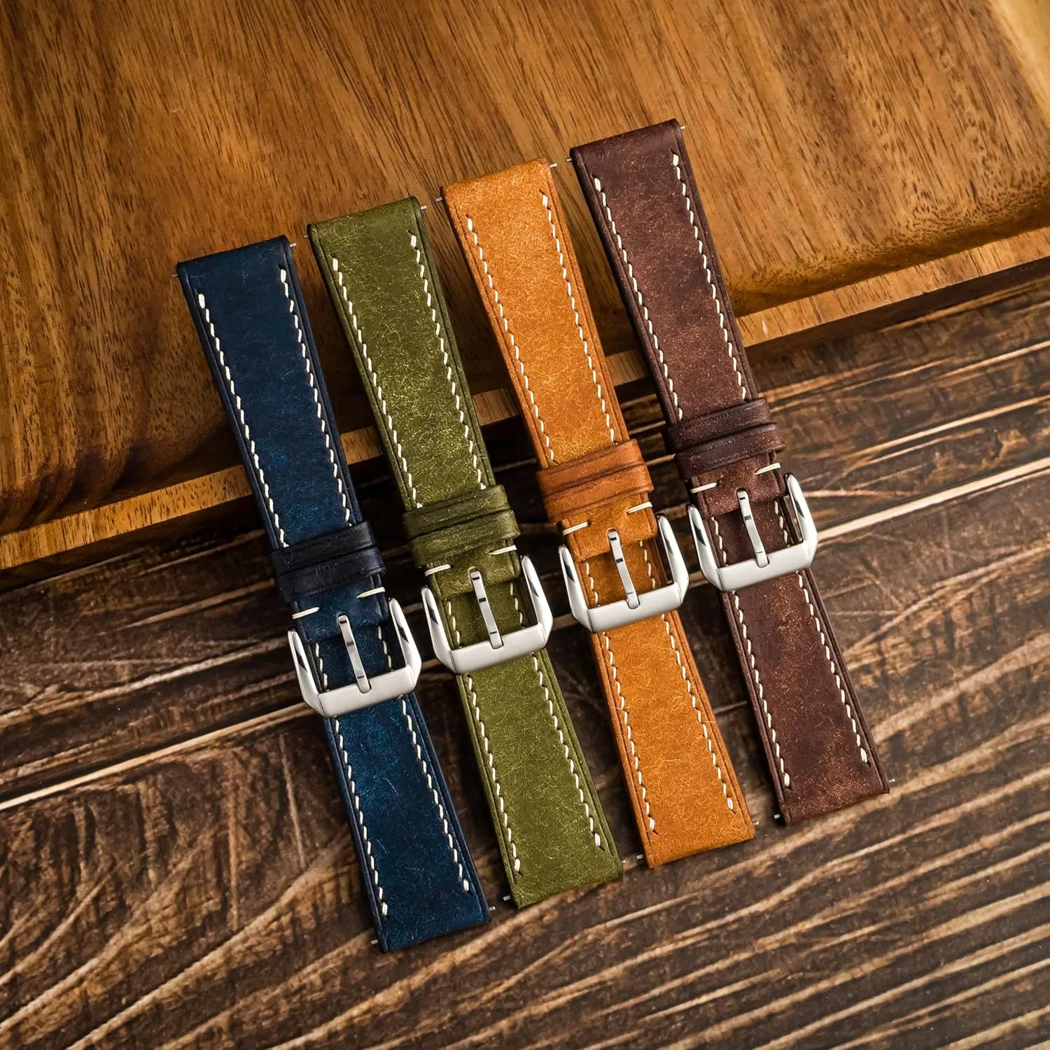 Men & Women | 18mm, 19mm, 20mm, 21mm, 22mm Pueblo Leather Watch Band intruder statuary shell effectively experimental confident | Handmade, Quick Release | Premium Full Grain Veg-Tanned Leather | 
