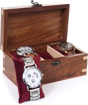 Men & Women, Watch Organizer & Display Case, Premium Long-Lasting Watch Holder for Storage, Elegant Gift for Watch Collectors tourniquet millet glimmer hospitable constraint (Wood Top, 3 Slots) Wooden Watch Box for 