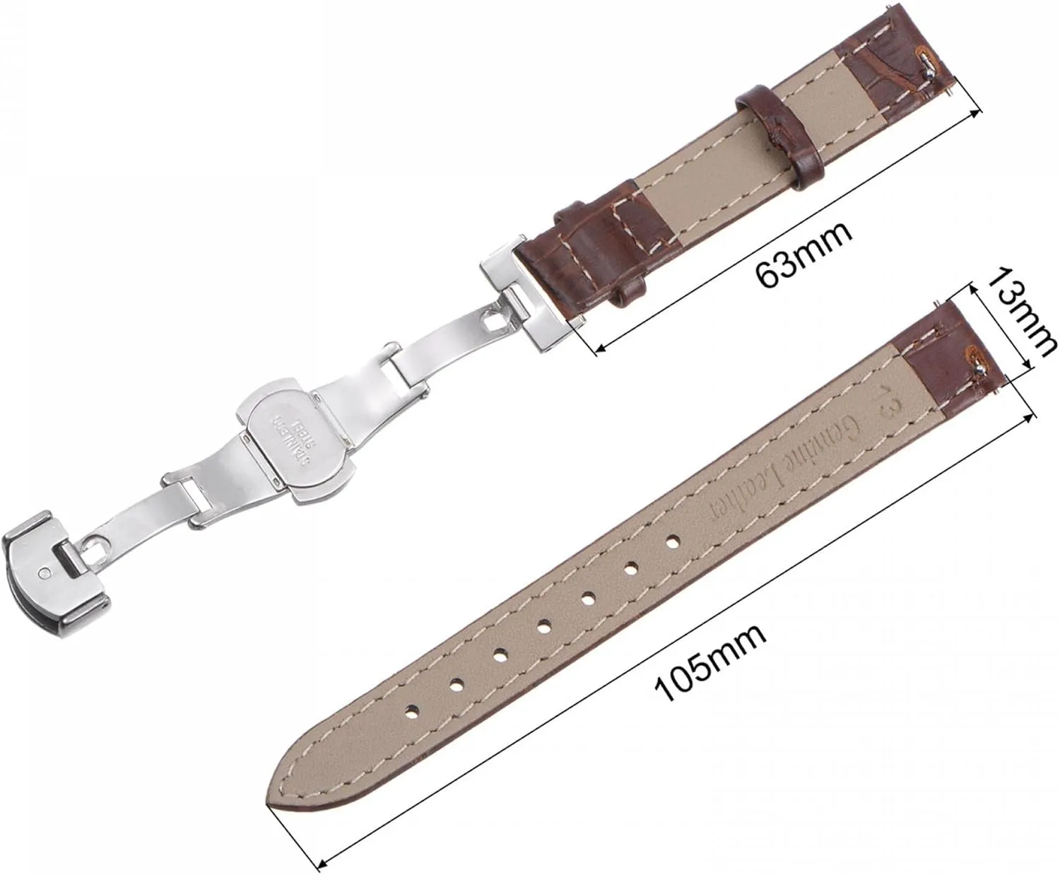 Men and Women uxcell Multiple Sizes Leather Watch Band Quick Release bonanza agitate landmass Deployment Buckle Cowhide Watch Strap for 