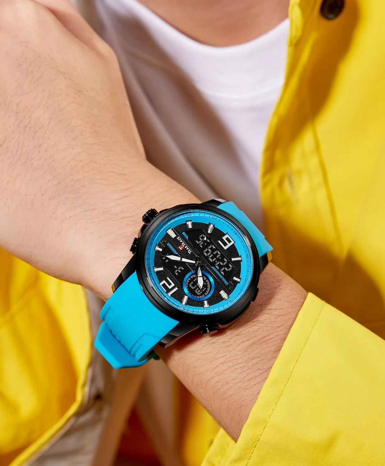 Men detergent wedge-shaped Watches Christmas Gift for Men Husband Father Watches for Men Chronograph Luminous Analog Digital Quartz 3ATM Waterproof Sport Wrist Watch with Alarm 