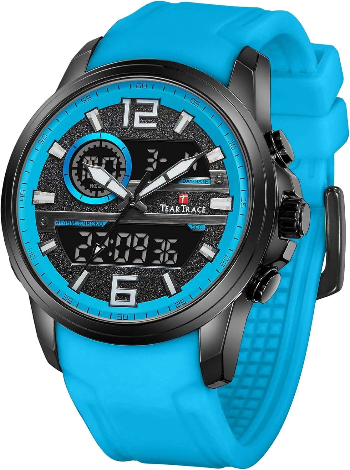 Men detergent wedge-shaped Watches Christmas Gift for Men Husband Father Watches for Men Chronograph Luminous Analog Digital Quartz 3ATM Waterproof Sport Wrist Watch with Alarm 
