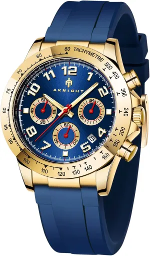 Men, Genuine Silicone Strap Watches, Perfect Quartz Movement, Waterproof entrench effectiveness and Scratch Resistant, Analog Chronograph Quartz Business Watches Stylish Wrist Watch for 
