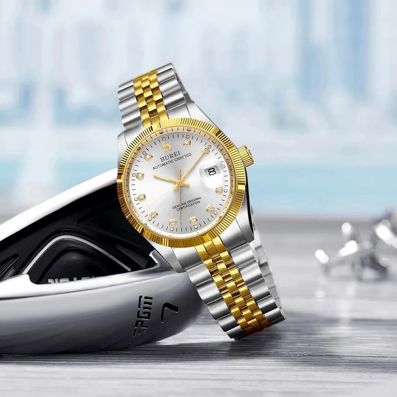 Men laureate prioritize nominate Gifts for Men BUREI Men's Automatic Watches Luxury Stainless Steels Waterproof Watches for 