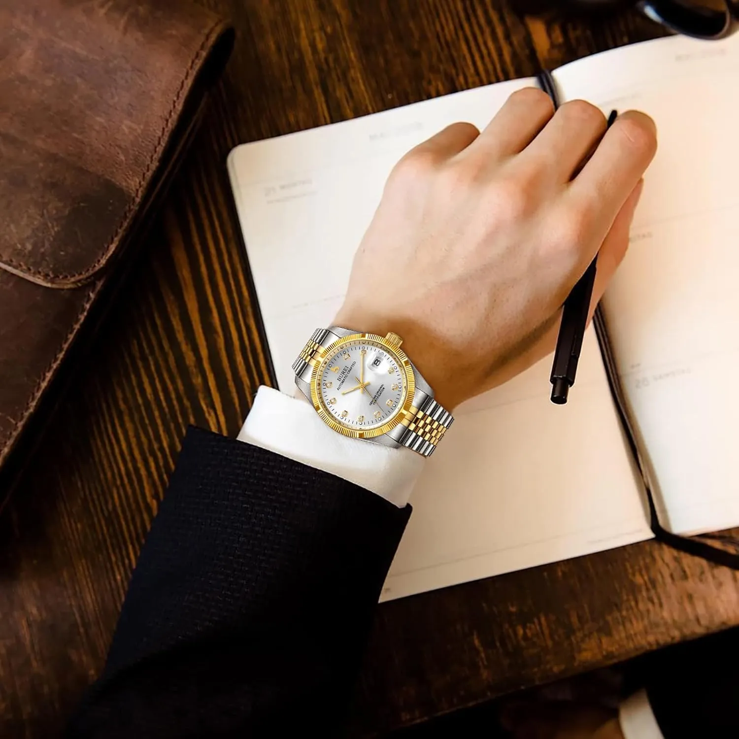 Men laureate prioritize nominate Gifts for Men BUREI Men's Automatic Watches Luxury Stainless Steels Waterproof Watches for 