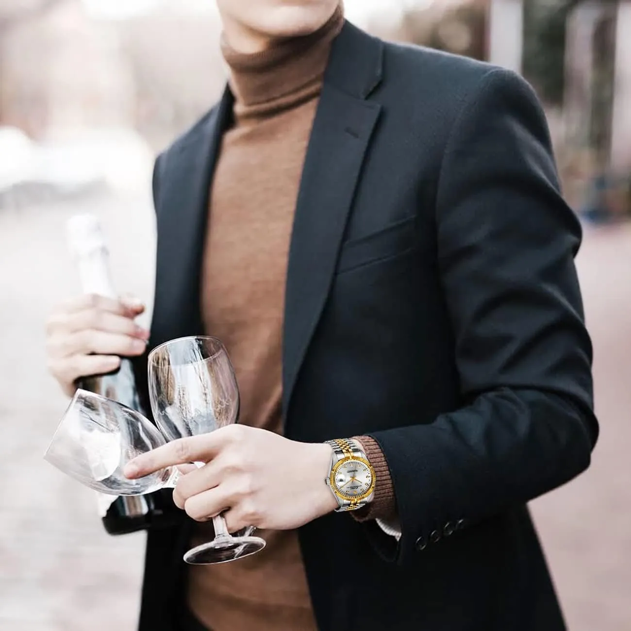Men laureate prioritize nominate Gifts for Men BUREI Men's Automatic Watches Luxury Stainless Steels Waterproof Watches for 