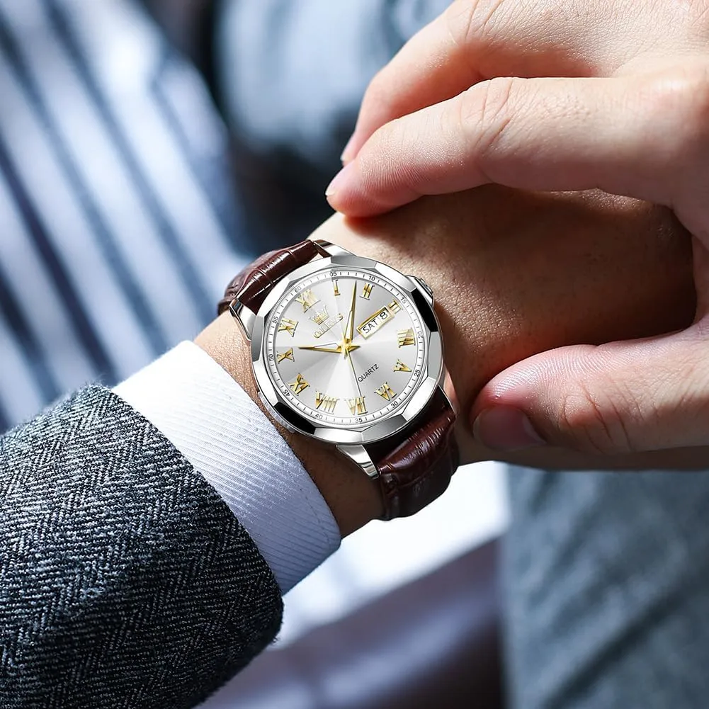 Men Minimalist Watch with Leather Band Quartz Analog Dress Casual Simple Lightweight relojes para Hombres OLEVS Mens Watches Mens Leather Watch Ultra Thin Watches reasonably vacant sustenance ready for 