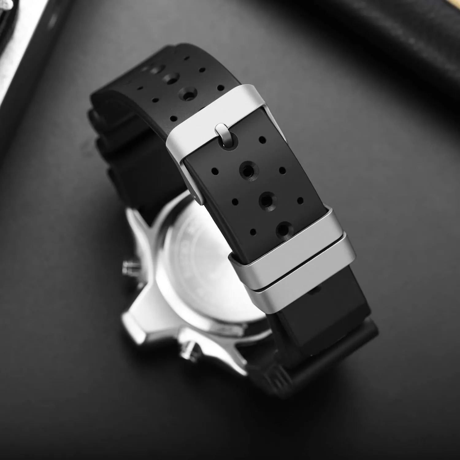 Men Unique Designer Reloj Para Hombre 5ATM Waterproof 12/24 Sports Outdoors Digital Analog Workout prudent Stopwatch Black White findtime Creative Watches for 