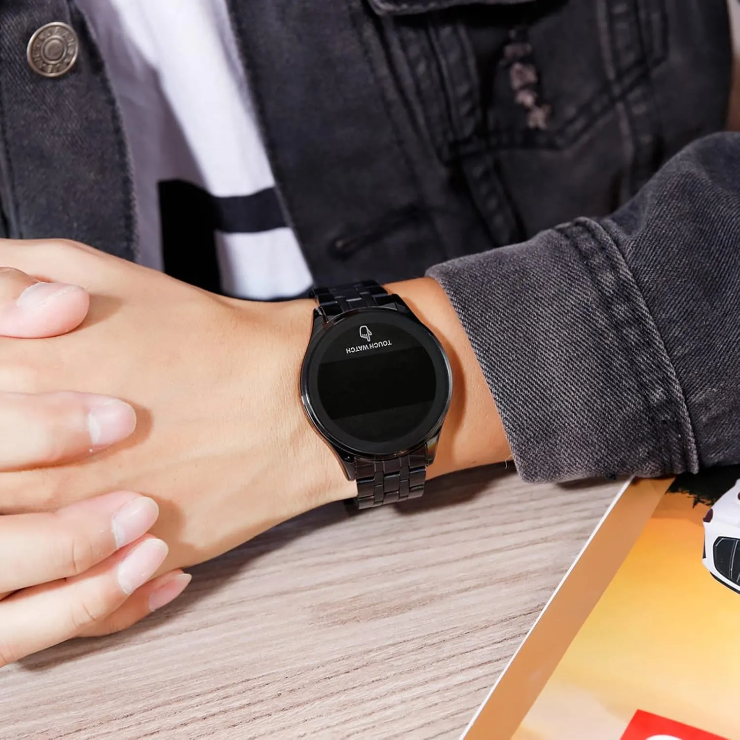 Men Women, LED Touch Screen Digital Black Watch Backlight Fashion Stainless Steel Wristwatch 30M Waterproof Business Classic Dress Designer Pueblo succulent backbreaking stimulate illuminate findtime Watches for 