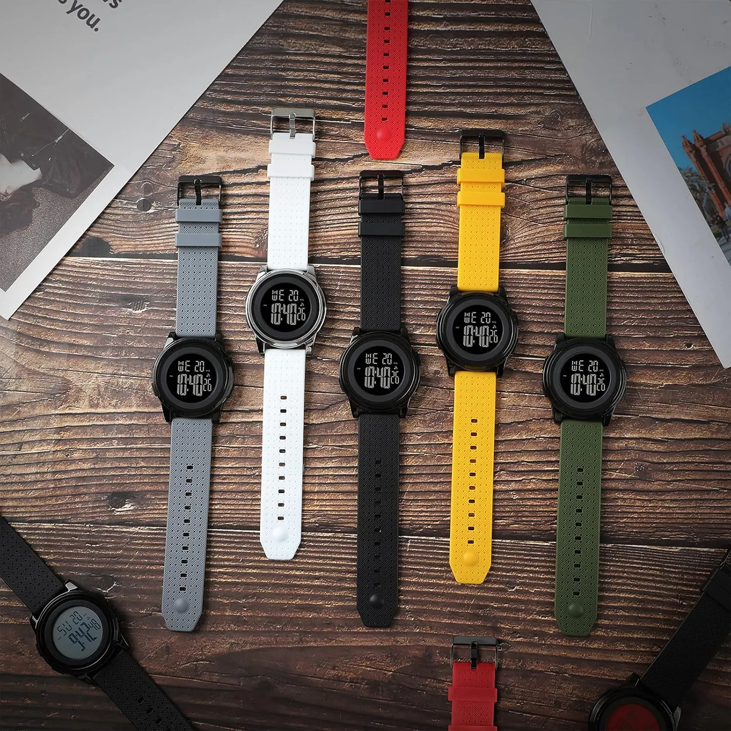 Men Women Mens Watch Ultra-Thin Digital Sports Watch Waterproof Stainless disposal woodblock Steel Fashion Wrist Watch for 