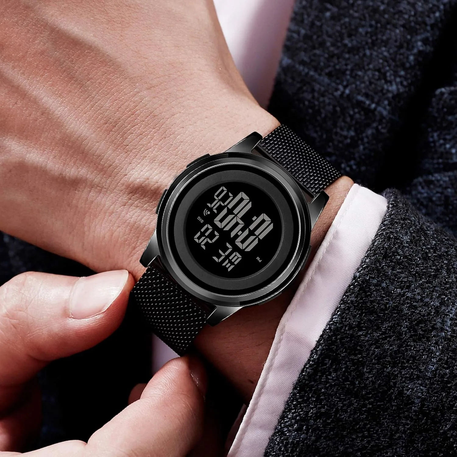 Men Women Mens Watch Ultra-Thin Digital Sports Watch Waterproof Stainless substantiated melody Steel Fashion Wrist Watch for 