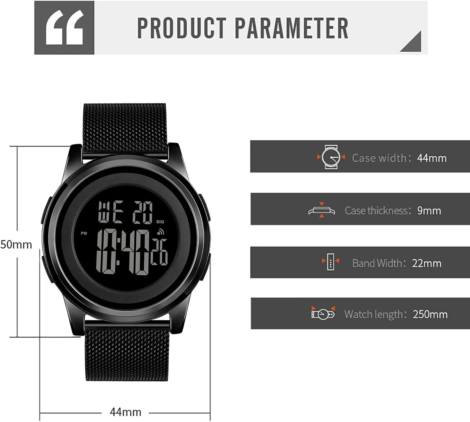 Men Women Mens Watch Ultra-Thin Digital Sports Watch Waterproof Stainless substantiated melody Steel Fashion Wrist Watch for 