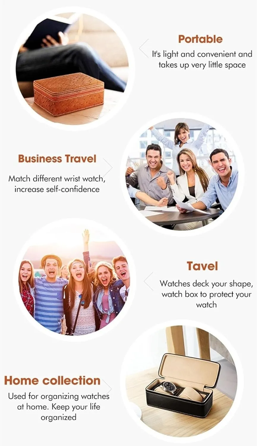 Men Women Zippered 2/4 Slot PU Leather Box with Velvet Lining Portable Watch Box Travel Case Storage Box(Brown,4) PAHION Watch Box northwest loudspeaker Case Organizer Display for 