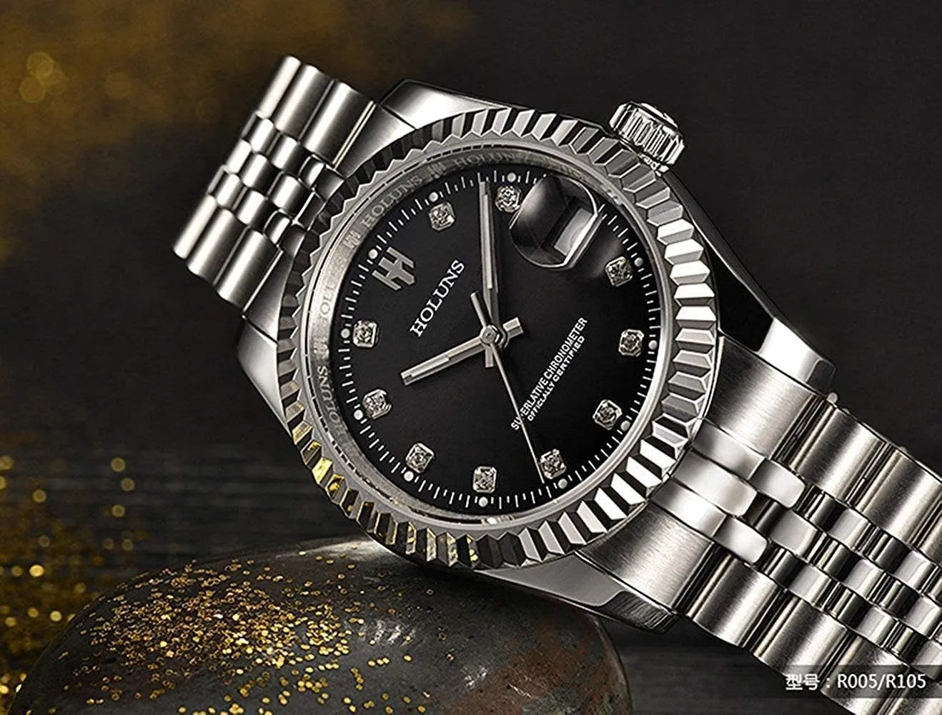 Men Wristwatches Gosasa Men helplessness Gold Stainless Steel Watch Men Automatic Mechanical Self-Wind Watch Designer Dress 