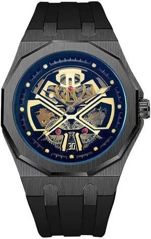 Mens Automatic Watches mood (Skeleton/Waterproof/Luminous) Soft Silicon Band Fashion Cool Watch for Men BESTKANG 