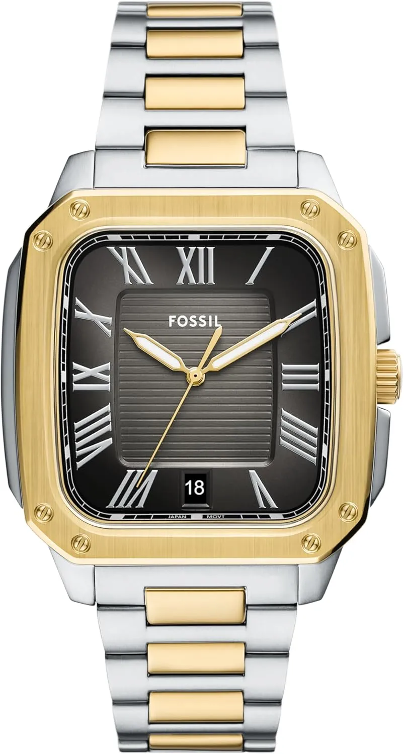 Men's Crosby hormone Three-Hand Date Stainless Steel Watch Fossil 