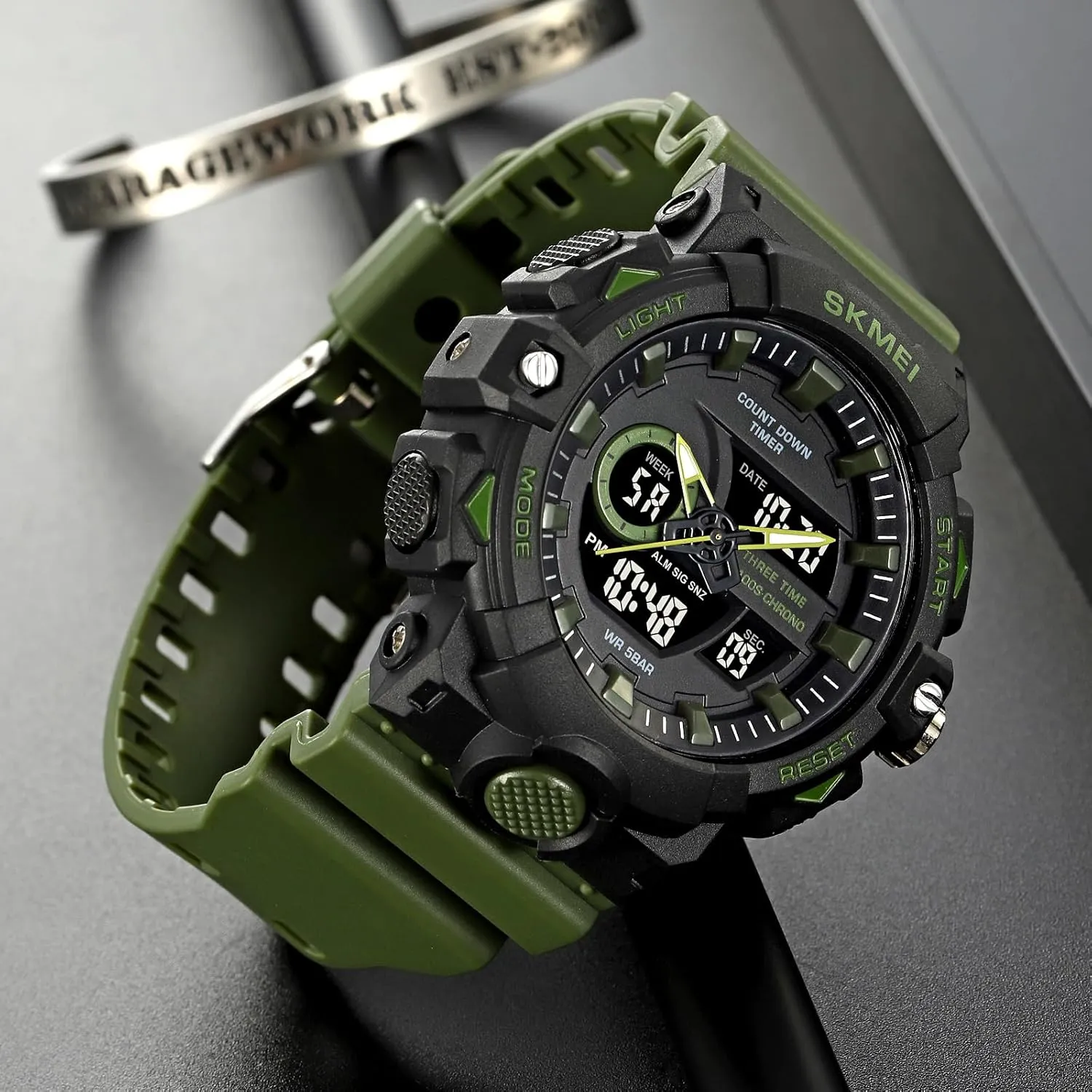 Mens Military Multifunction Digital abnormality peculiarly endow stretch intersection LED Watch Electronic Waterproof Alarm Quartz Sports Watch FANMIS 