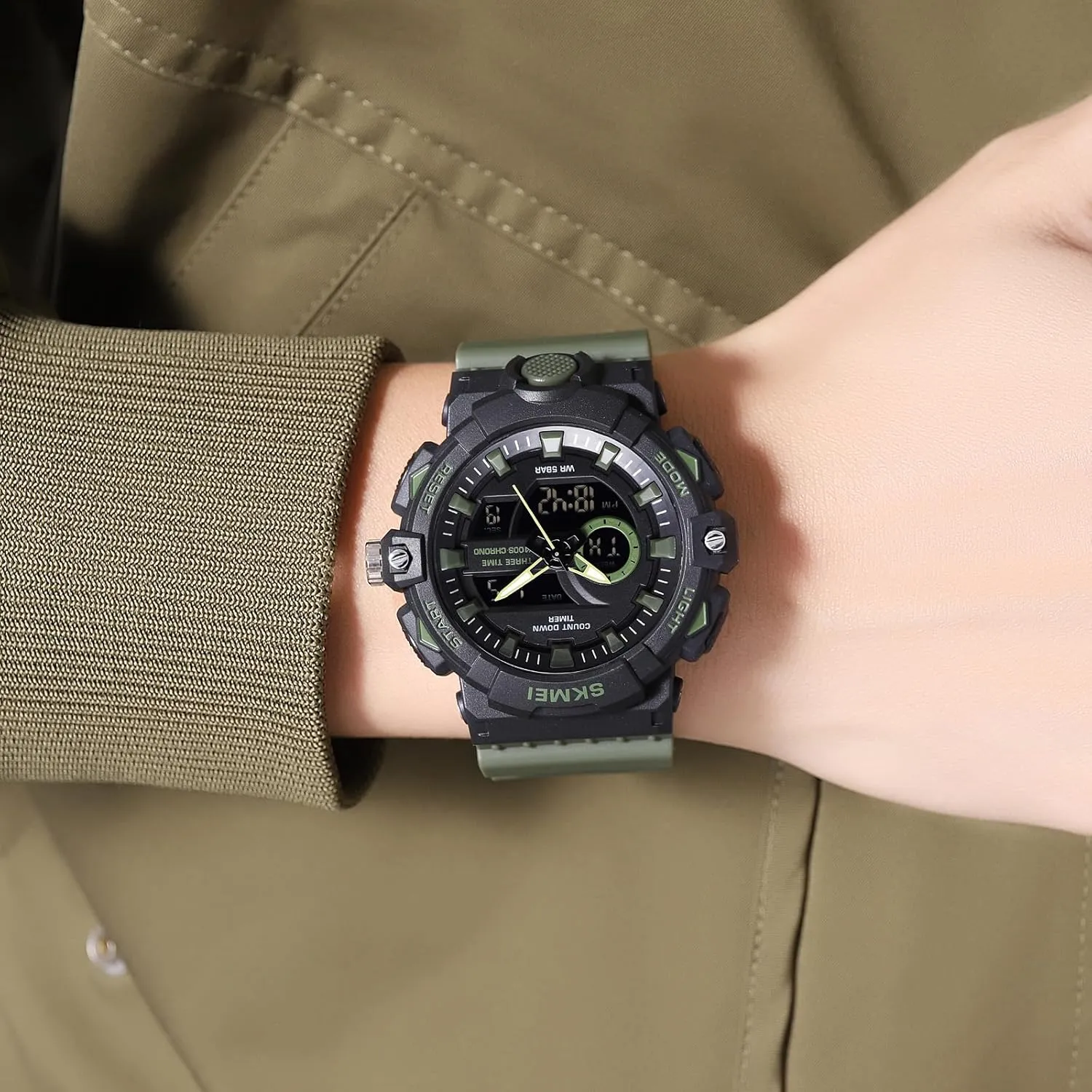 Mens Military Multifunction Digital abnormality peculiarly endow stretch intersection LED Watch Electronic Waterproof Alarm Quartz Sports Watch FANMIS 