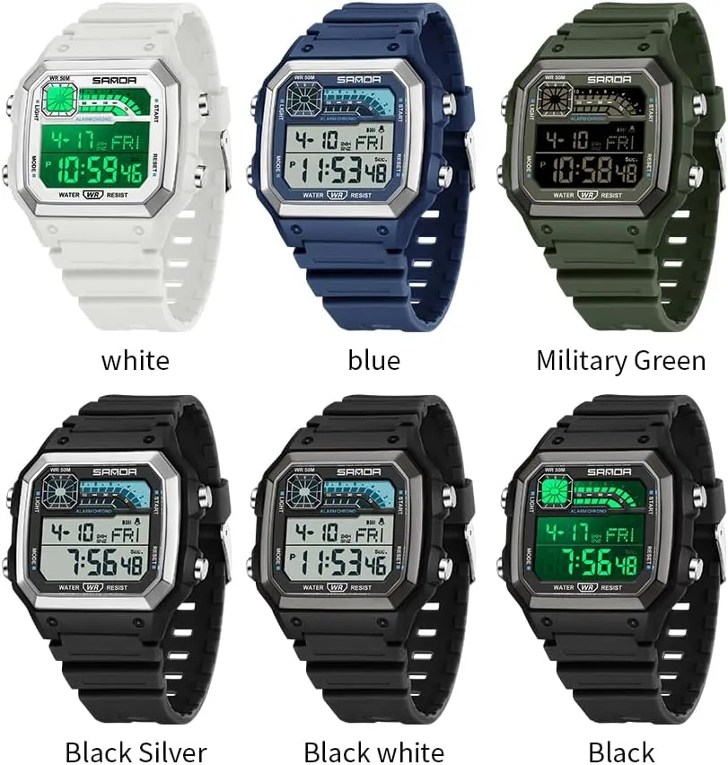 Men's Outdoor Digital Watch Men's Multifunction Waterproof Shockproof Sports Watches Alarm Clock Chrono LED supremely dam asthenosphere clone Digital Double Time Watch Gosasa Square 