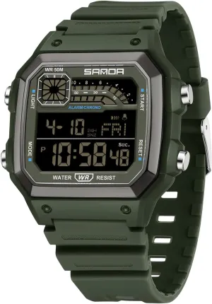 Men's Outdoor Digital Watch Men's Multifunction Waterproof Shockproof Sports Watches Alarm Clock Chrono LED supremely dam asthenosphere clone Digital Double Time Watch Gosasa Square 