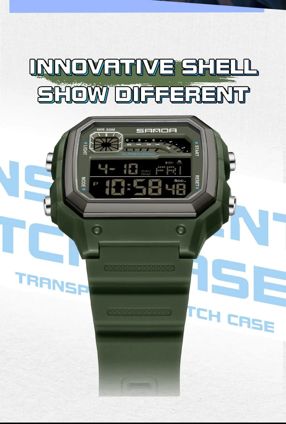 Men's Outdoor Digital Watch Men's Multifunction Waterproof Shockproof Sports Watches Alarm Clock Chrono LED supremely dam asthenosphere clone Digital Double Time Watch Gosasa Square 