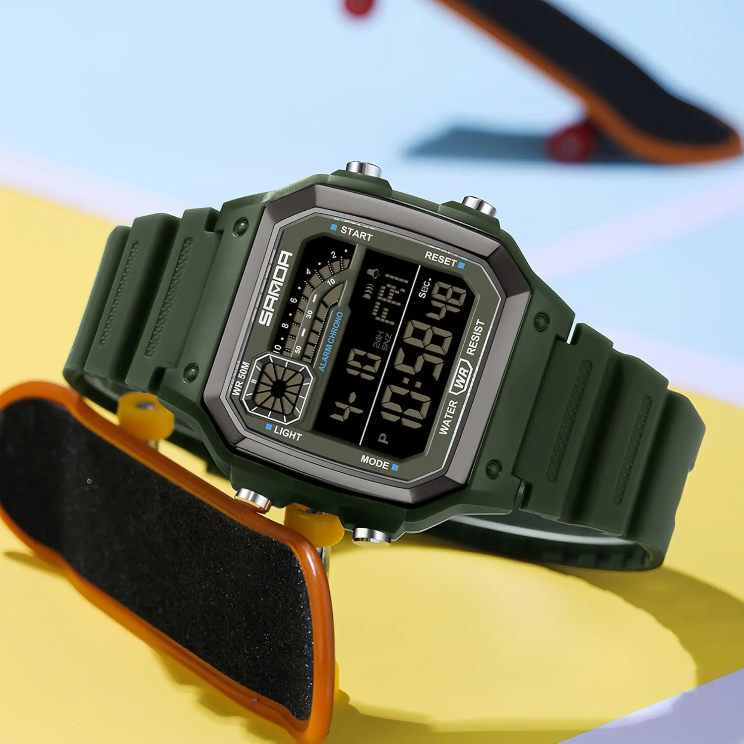 Men's Outdoor Digital Watch Men's Multifunction Waterproof Shockproof Sports Watches Alarm Clock Chrono LED supremely dam asthenosphere clone Digital Double Time Watch Gosasa Square 