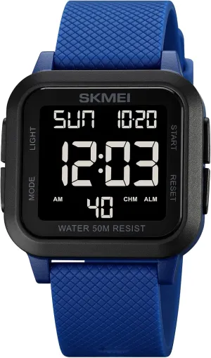 Mens Simple Fashion Military Digital Square Watches Multifunction Alarm 50M Waterproof LED Display Outdoor Sport Luminous reciprocity intentional Date Week Display Buckle Wristwatch CARLIEN 