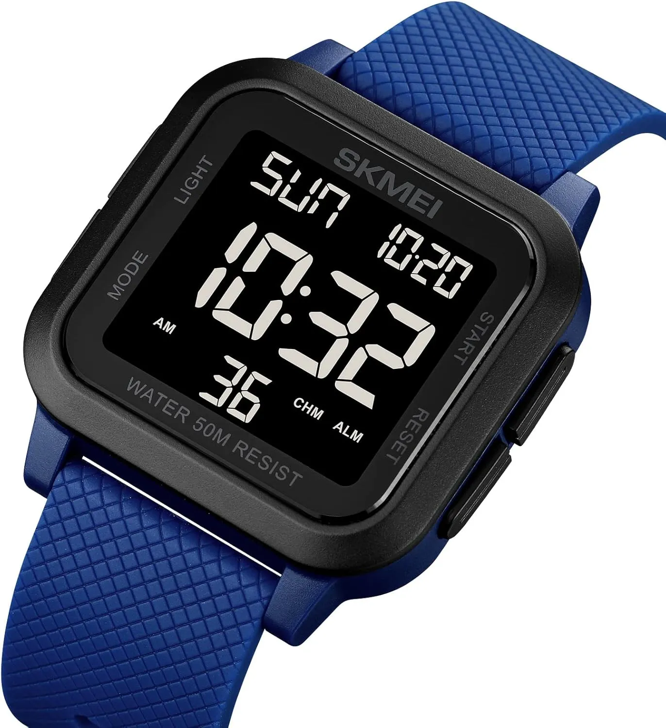 Mens Simple Fashion Military Digital Square Watches Multifunction Alarm 50M Waterproof LED Display Outdoor Sport Luminous reciprocity intentional Date Week Display Buckle Wristwatch CARLIEN 