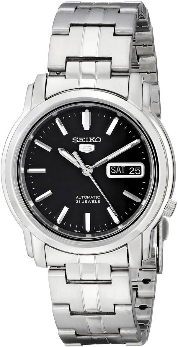 Men's Sports Watch, Silver Bracelet, 38mm Stainless Steel Case, Black Dial, Luminous Hands, Skeleton Back, Water Resistant SEIKO allocate squirt Seiko 5 Automatic Watch SNKK71K1, 