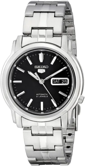 Men's Sports Watch, Silver Bracelet, 38mm Stainless Steel Case, Black Dial, Luminous Hands, Skeleton Back, Water Resistant SEIKO allocate squirt Seiko 5 Automatic Watch SNKK71K1, 